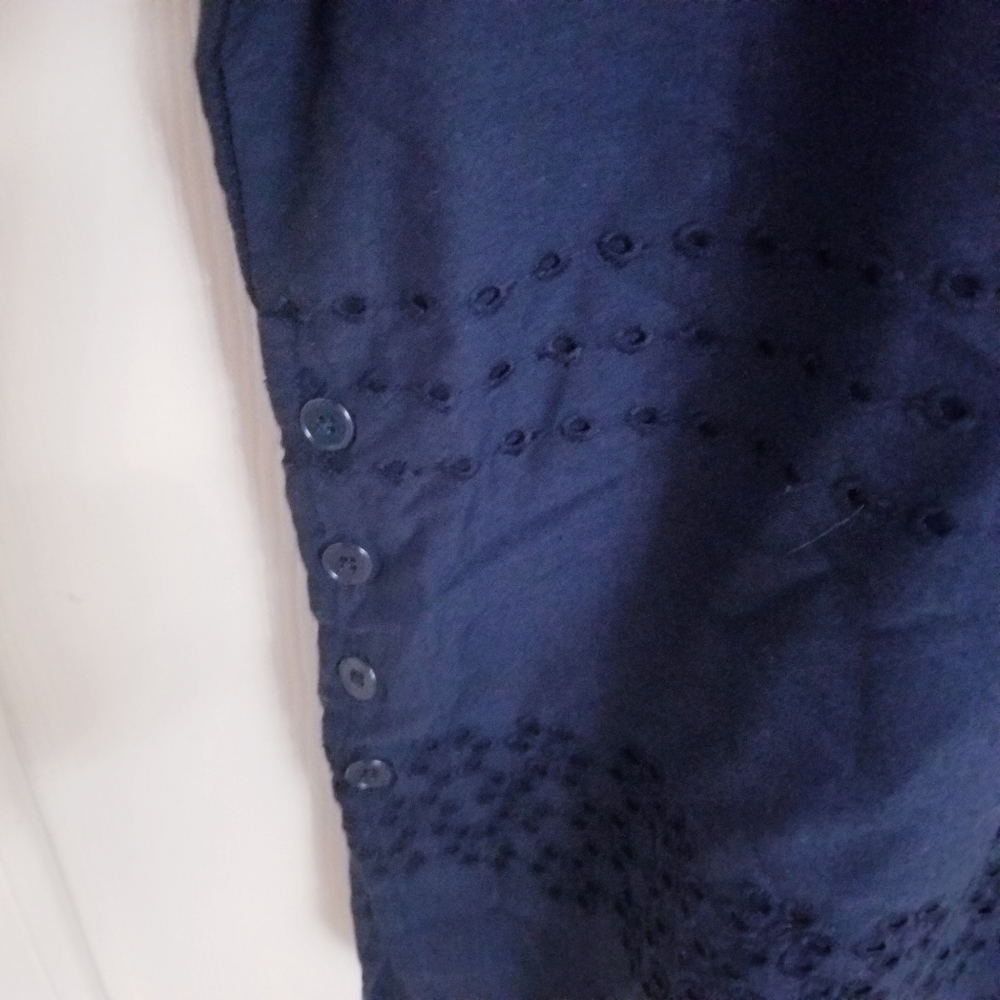 Eyelet Navy Button Down Blouse/Shirt - image 5